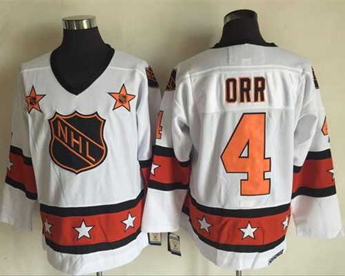 Bruins #4 Bobby Orr White/Orange All Star CCM Throwback Stitched NHL Jersey - Click Image to Close
